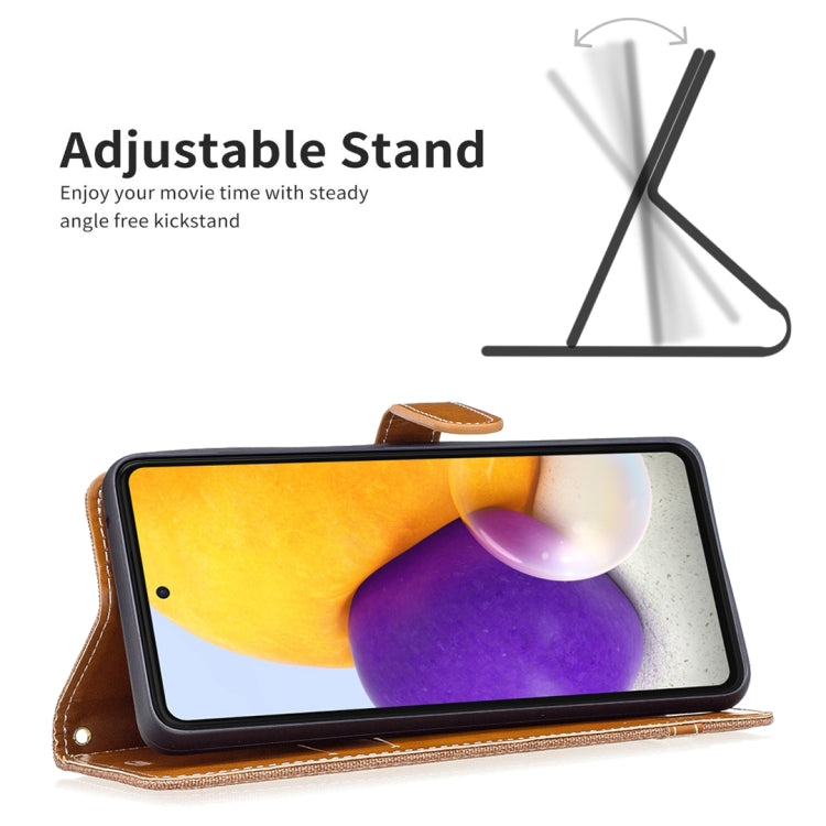 For Samsung Galaxy A73 5G Color Matching Denim Texture Leather Phone Case