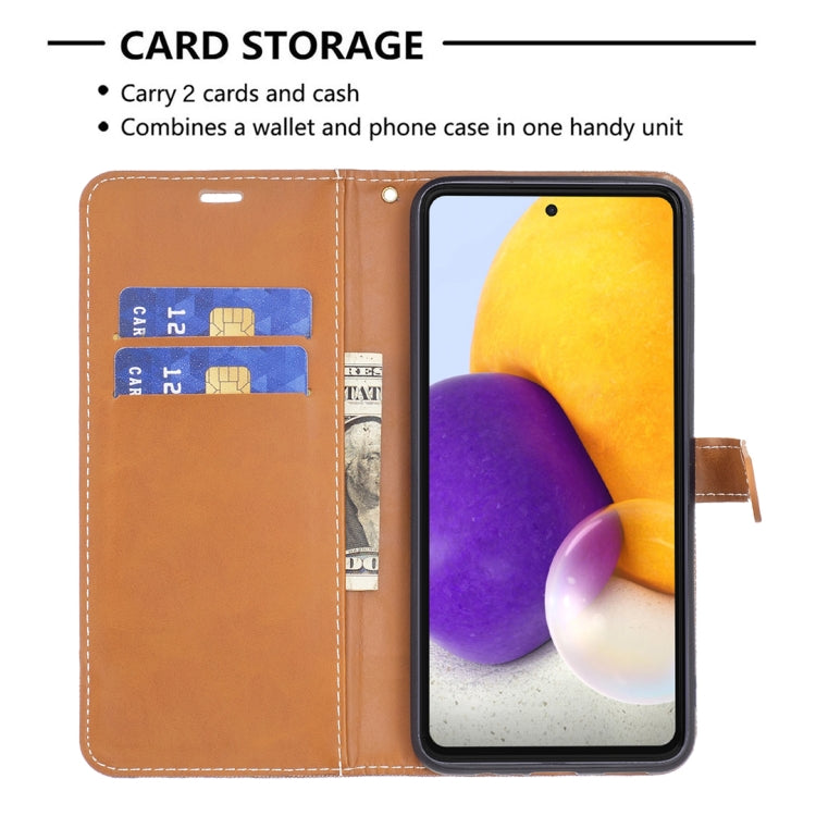 For Samsung Galaxy A73 5G Color Matching Denim Texture Leather Phone Case