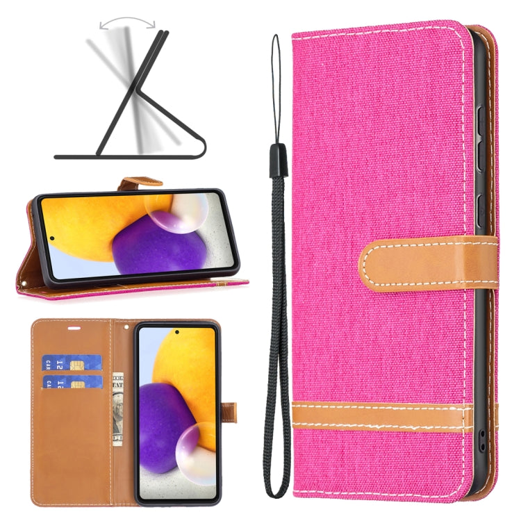 For Samsung Galaxy A73 5G Color Matching Denim Texture Leather Phone Case