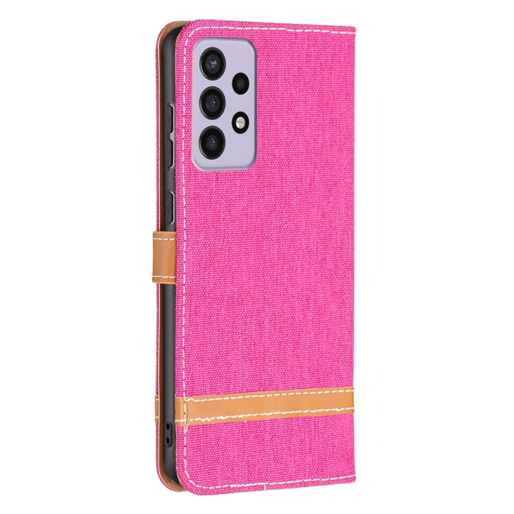 For Samsung Galaxy A73 5G Color Matching Denim Texture Leather Phone Case