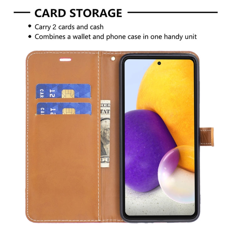 For Samsung Galaxy A73 5G Color Matching Denim Texture Leather Phone Case