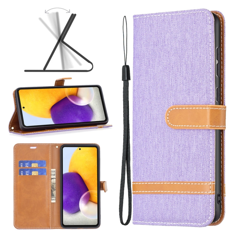 For Samsung Galaxy A73 5G Color Matching Denim Texture Leather Phone Case