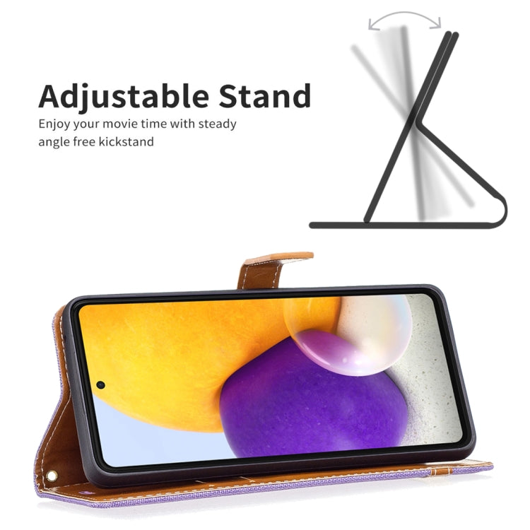 For Samsung Galaxy A73 5G Color Matching Denim Texture Leather Phone Case