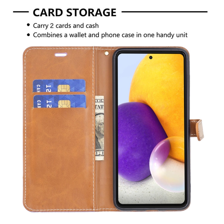 For Samsung Galaxy A73 5G Color Matching Denim Texture Leather Phone Case