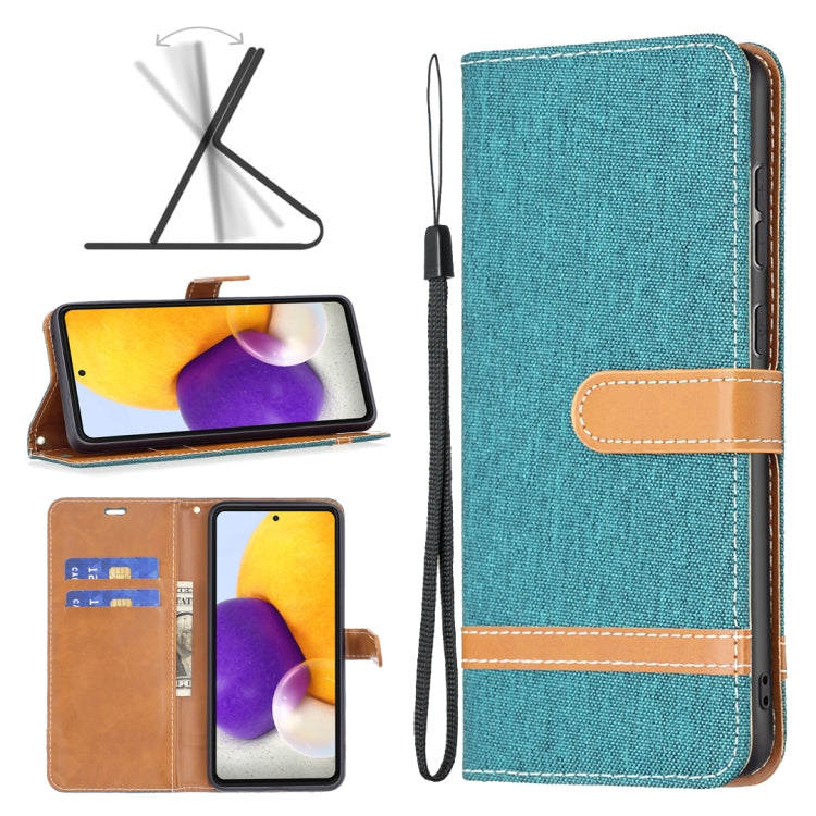 For Samsung Galaxy A73 5G Color Matching Denim Texture Leather Phone Case