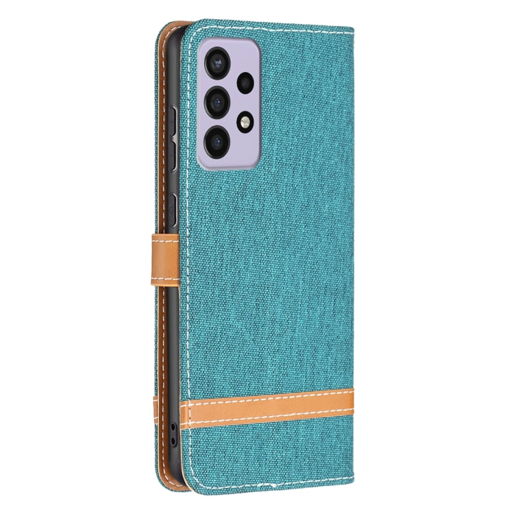 For Samsung Galaxy A73 5G Color Matching Denim Texture Leather Phone Case