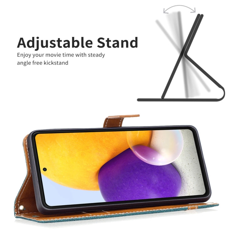 For Samsung Galaxy A73 5G Color Matching Denim Texture Leather Phone Case