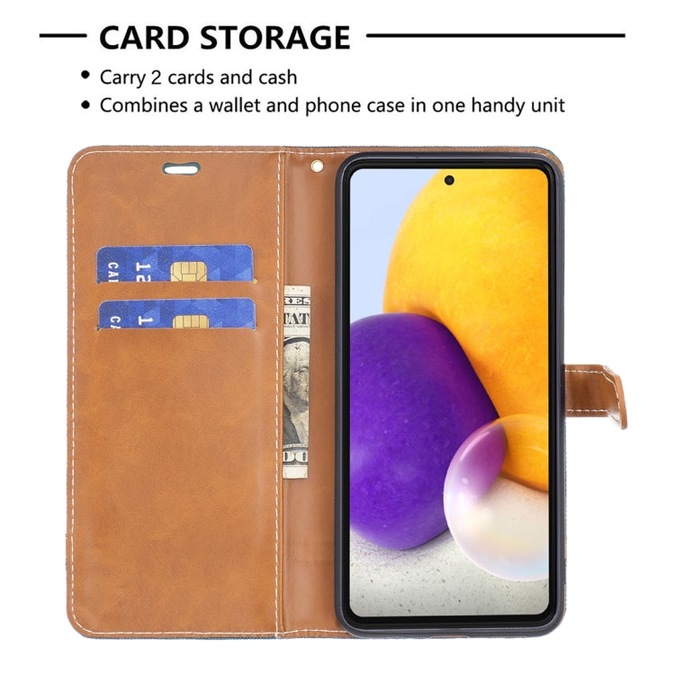 For Samsung Galaxy A73 5G Color Matching Denim Texture Leather Phone Case