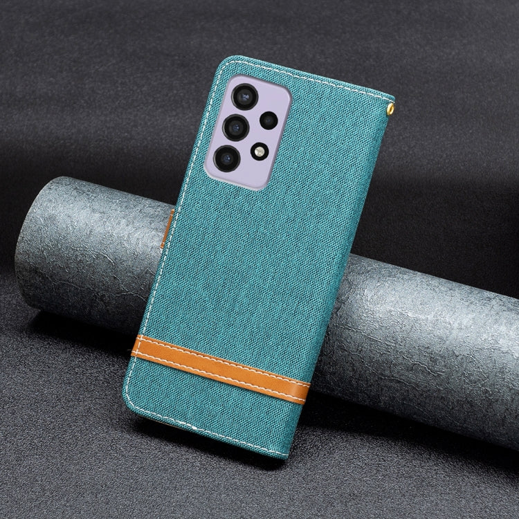 For Samsung Galaxy A73 5G Color Matching Denim Texture Leather Phone Case