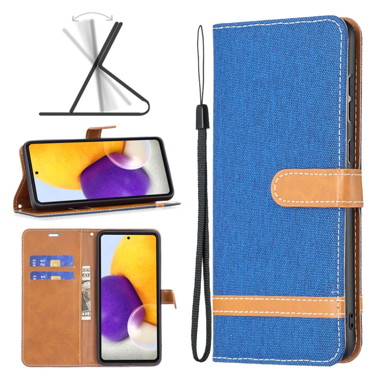 For Samsung Galaxy A73 5G Color Matching Denim Texture Leather Phone Case