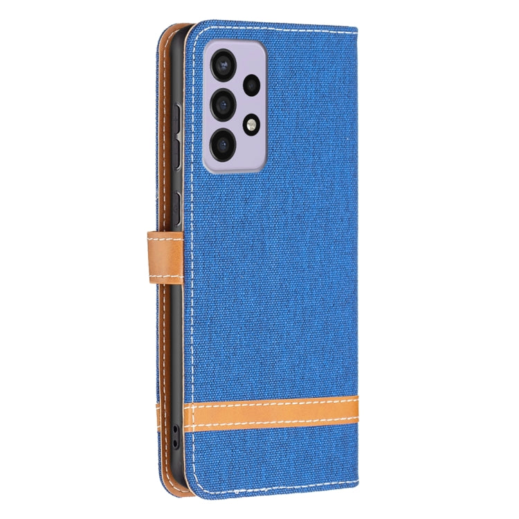 For Samsung Galaxy A73 5G Color Matching Denim Texture Leather Phone Case