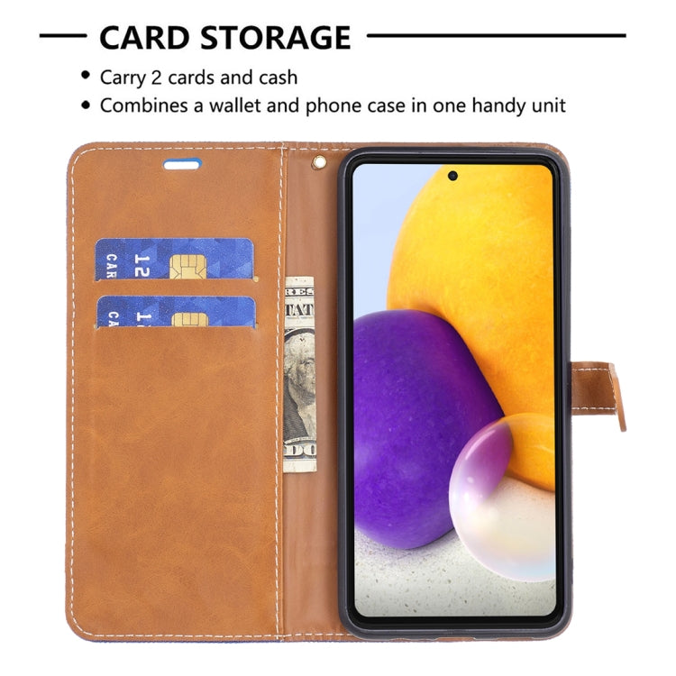 For Samsung Galaxy A73 5G Color Matching Denim Texture Leather Phone Case