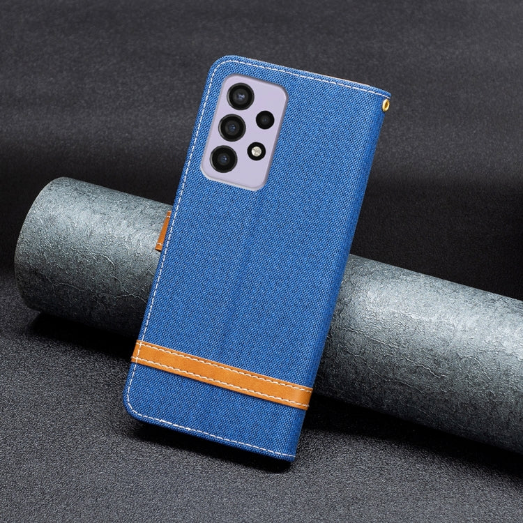 For Samsung Galaxy A73 5G Color Matching Denim Texture Leather Phone Case
