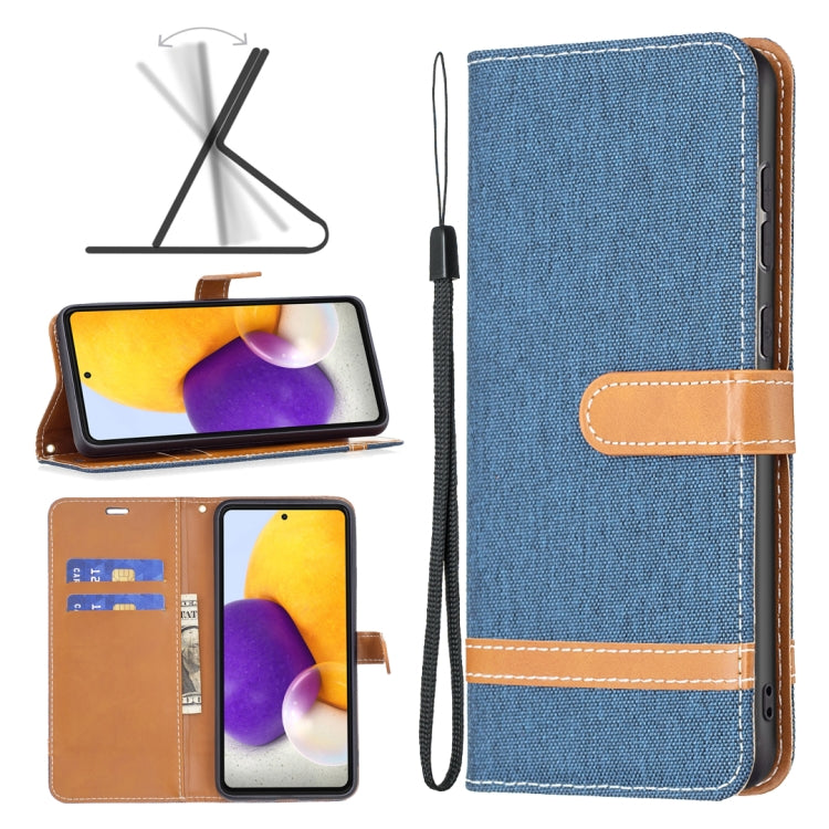 For Samsung Galaxy A73 5G Color Matching Denim Texture Leather Phone Case