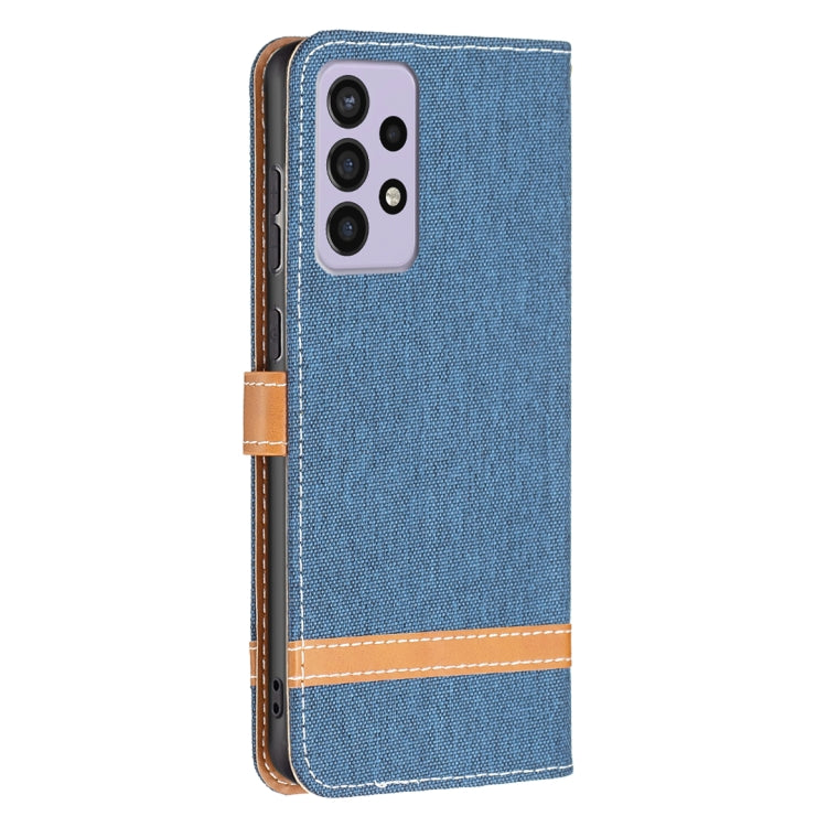 For Samsung Galaxy A73 5G Color Matching Denim Texture Leather Phone Case