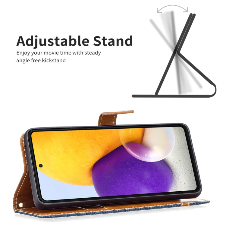 For Samsung Galaxy A73 5G Color Matching Denim Texture Leather Phone Case