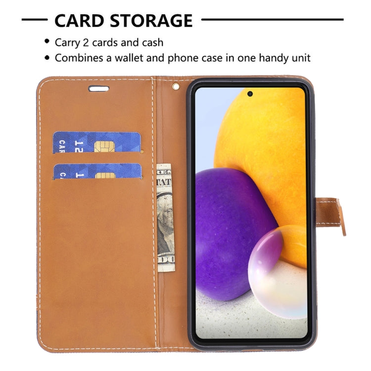 For Samsung Galaxy A73 5G Color Matching Denim Texture Leather Phone Case