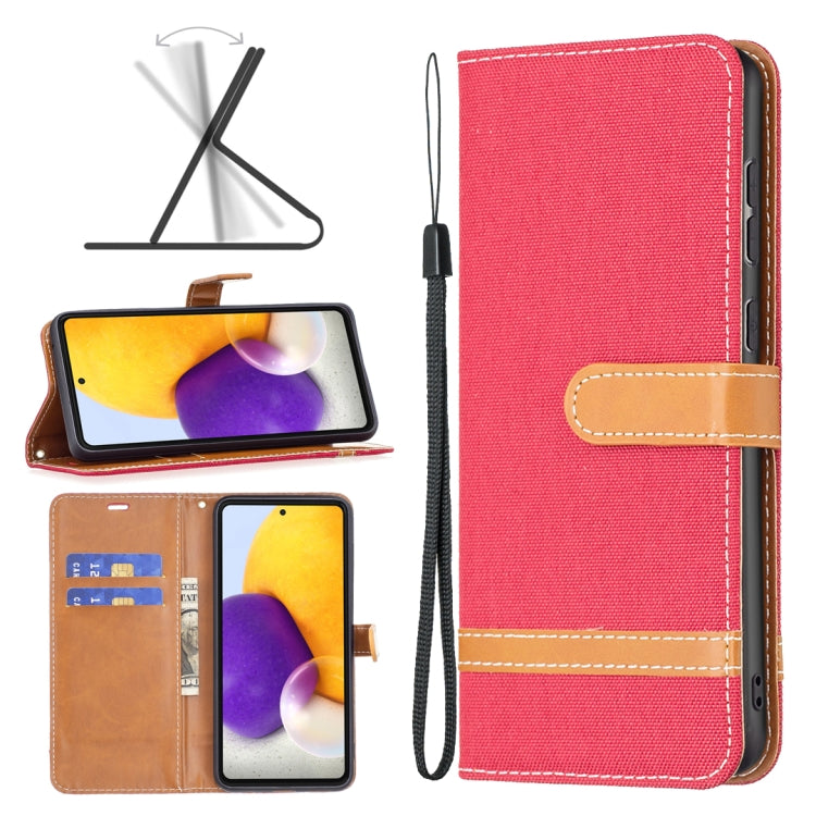 For Samsung Galaxy A73 5G Color Matching Denim Texture Leather Phone Case