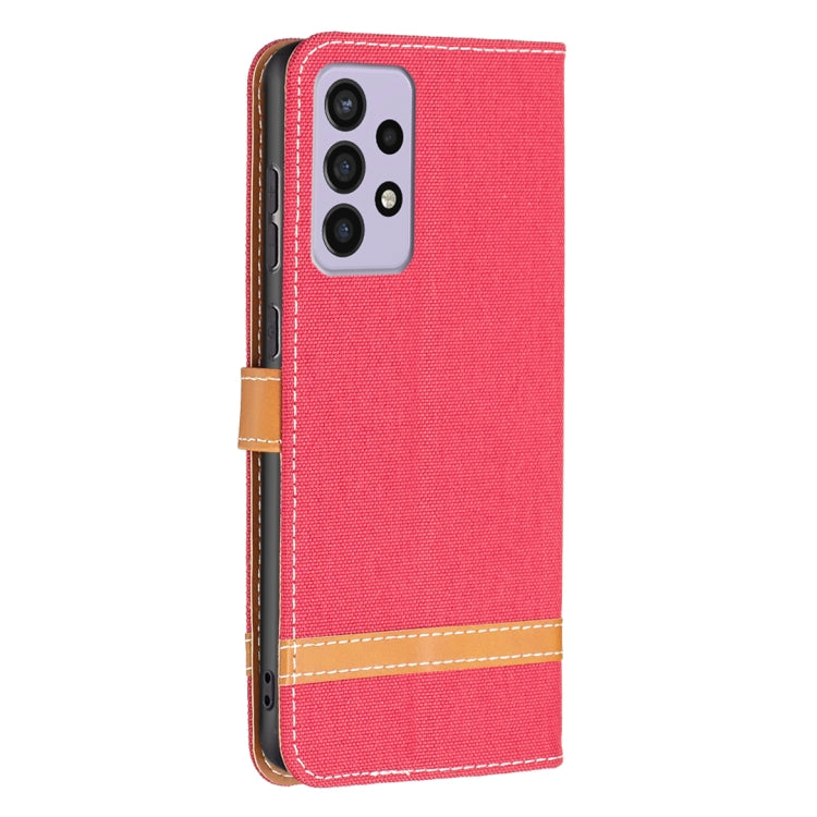 For Samsung Galaxy A73 5G Color Matching Denim Texture Leather Phone Case