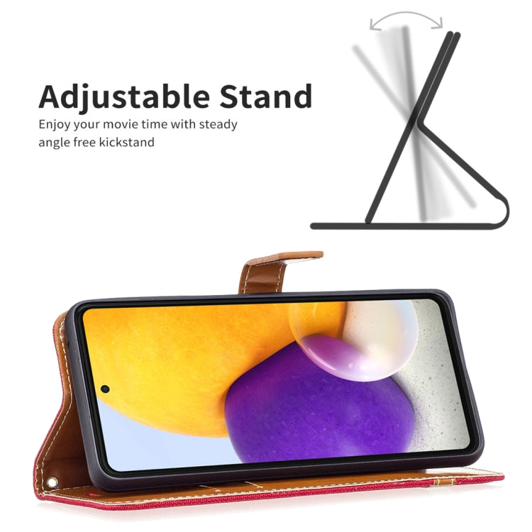 For Samsung Galaxy A73 5G Color Matching Denim Texture Leather Phone Case