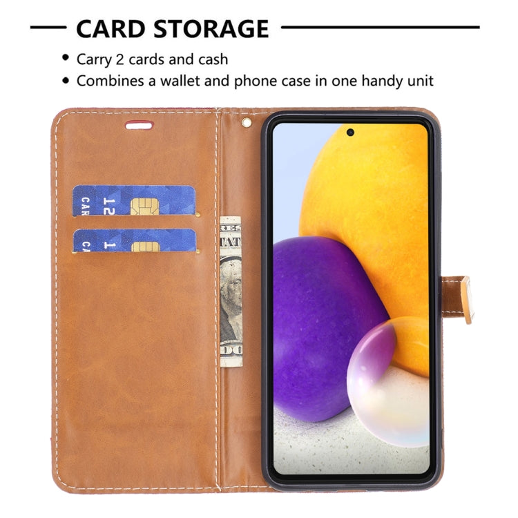 For Samsung Galaxy A73 5G Color Matching Denim Texture Leather Phone Case