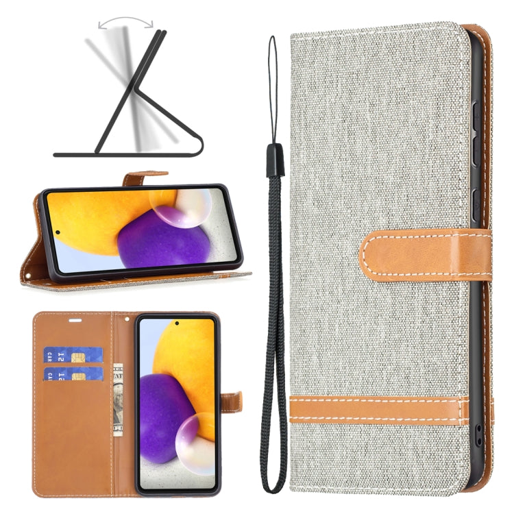 For Samsung Galaxy A73 5G Color Matching Denim Texture Leather Phone Case