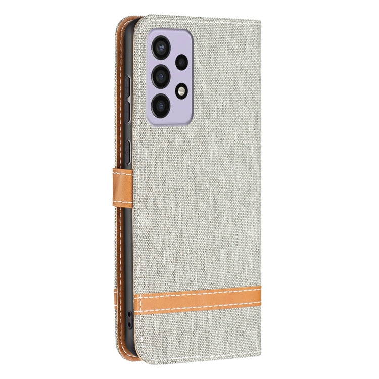 For Samsung Galaxy A73 5G Color Matching Denim Texture Leather Phone Case