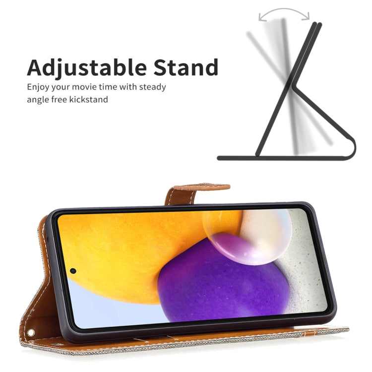 For Samsung Galaxy A73 5G Color Matching Denim Texture Leather Phone Case