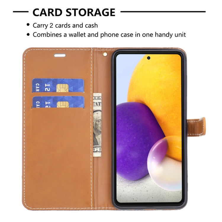 For Samsung Galaxy A73 5G Color Matching Denim Texture Leather Phone Case