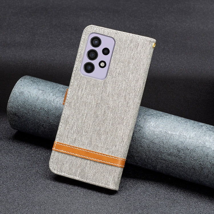 For Samsung Galaxy A73 5G Color Matching Denim Texture Leather Phone Case