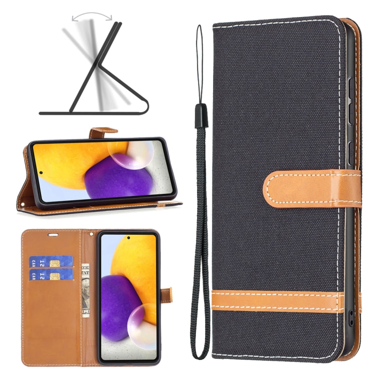 For Samsung Galaxy A73 5G Color Matching Denim Texture Leather Phone Case