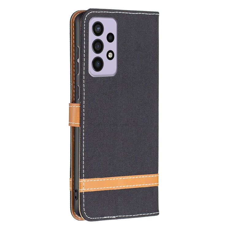 For Samsung Galaxy A73 5G Color Matching Denim Texture Leather Phone Case