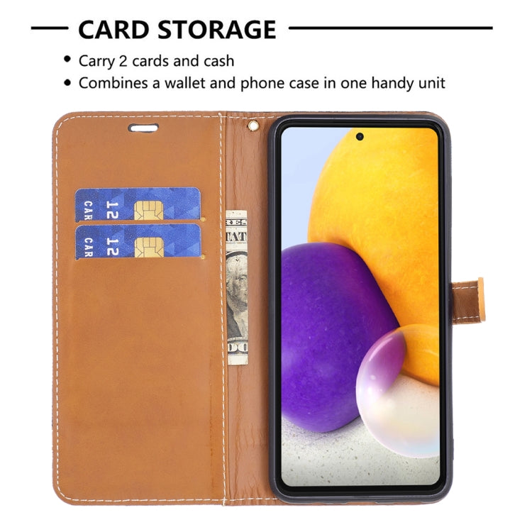 For Samsung Galaxy A73 5G Color Matching Denim Texture Leather Phone Case