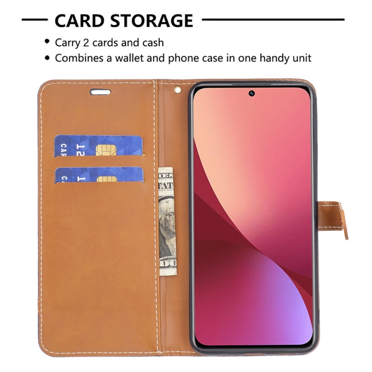 For Xiaomi 12 Color Matching Denim Texture Leather Phone Case