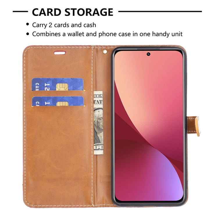 For Xiaomi 12 Color Matching Denim Texture Leather Phone Case