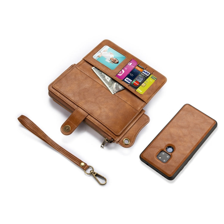 For Huawei Mate 20 Multi-function PU + TPU Horizontal Flip Leather Case with Card Slots & Wallet & Photo Frame & Lanyard(Light Brown)