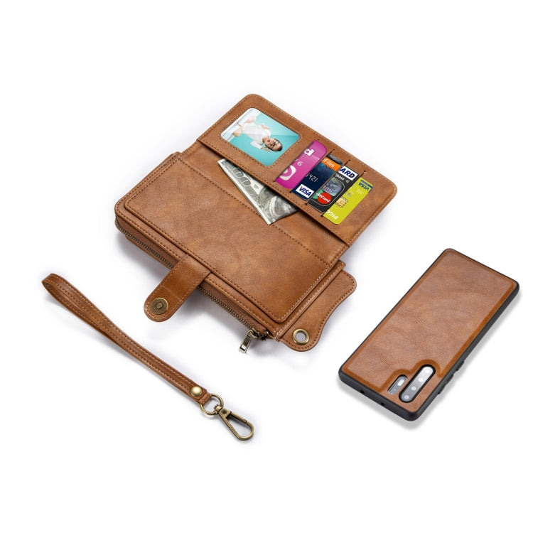 For Huawei P30 Pro Multi-function PU + TPU Horizontal Flip Leather Case with Card Slots & Wallet & Photo Frame & Lanyard(Light Brown)