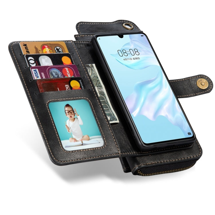 For Huawei P30 Multi-function PU + TPU Horizontal Flip Leather Case with Card Slots & Wallet & Photo Frame & Lanyard(Black)