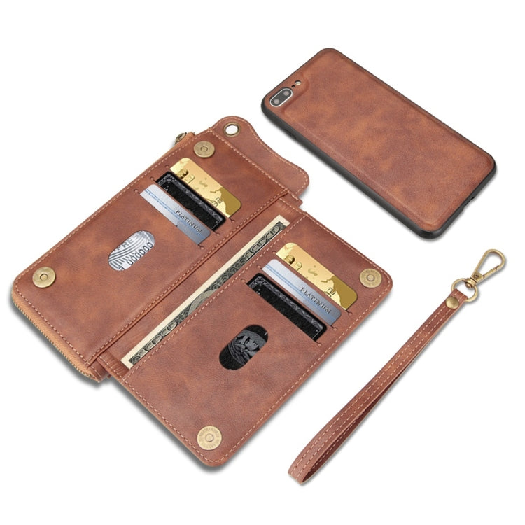 For iPhone 7 Plus / 8 Plus Multi-function PU + TPU Horizontal Flip Leather Case with Card Slots & Wallet & Photo Frame & Lanyard