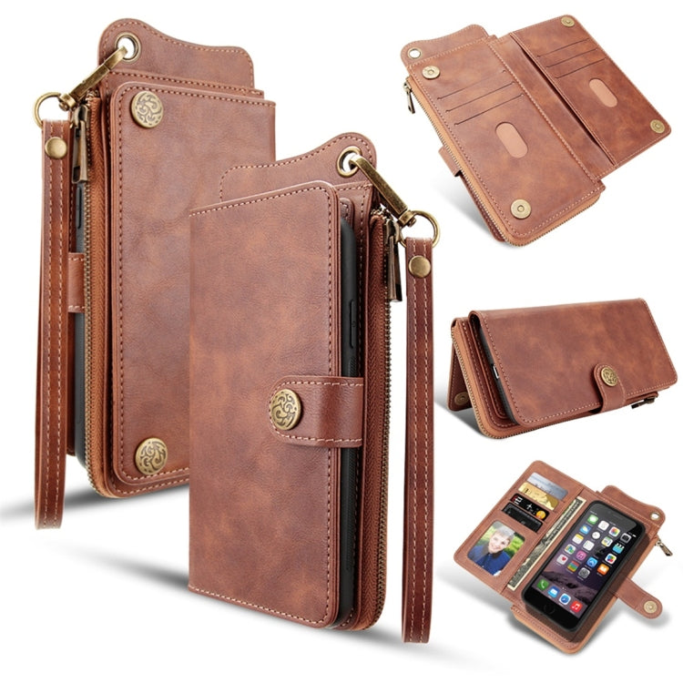 For iPhone 7/ 8 Multi-function PU + TPU Horizontal Flip Leather Case with Card Slots & Wallet & Photo Frame & Lanyard(Dark Brown)