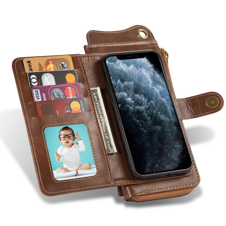 For iPhone 11 Pro Multi-function PU + TPU Horizontal Flip Leather Case with Card Slots & Wallet & Photo Frame & Lanyard(Dark Brown)