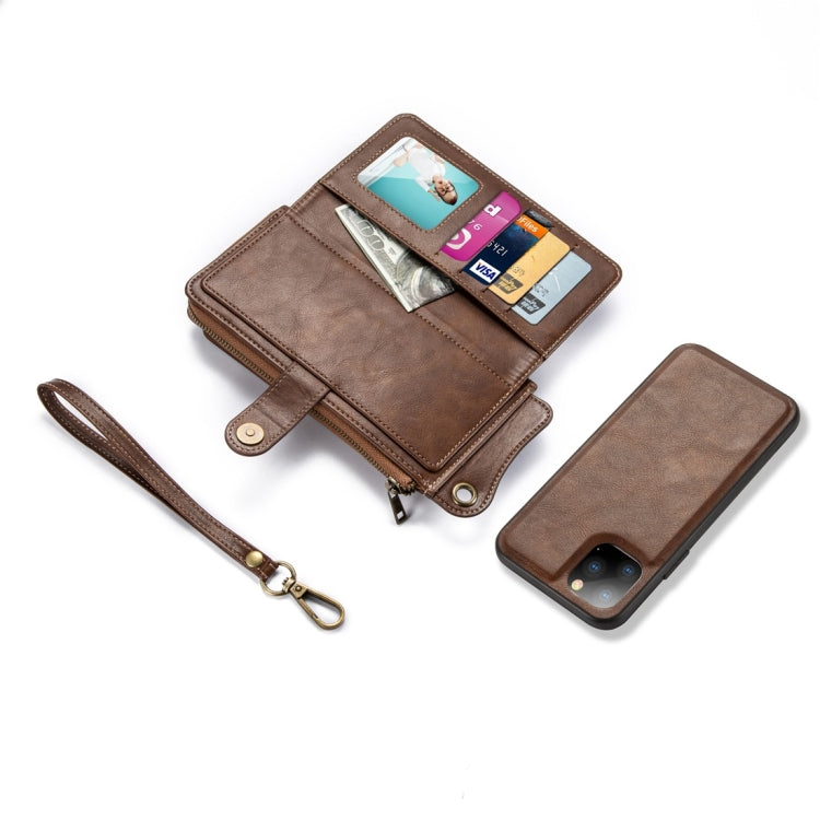 For iPhone 11 Pro Multi-function PU + TPU Horizontal Flip Leather Case with Card Slots & Wallet & Photo Frame & Lanyard(Dark Brown)