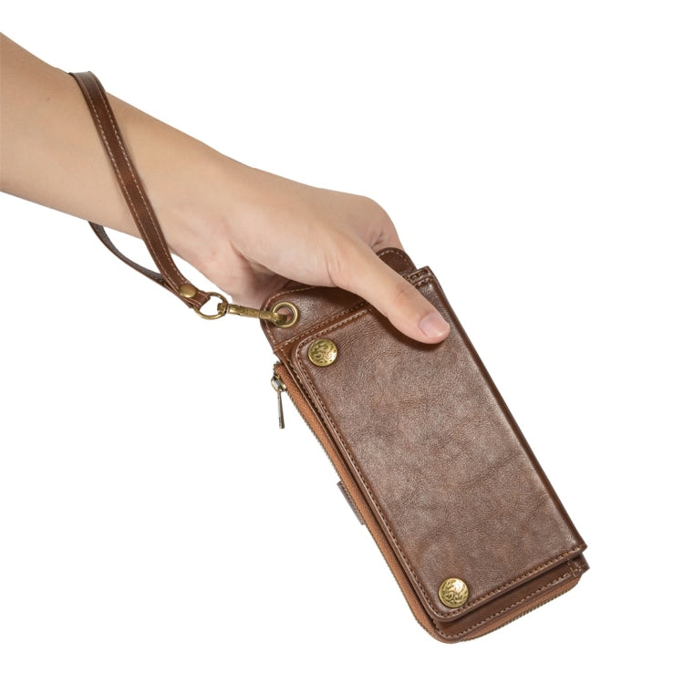 For iPhone 11 Pro Multi-function PU + TPU Horizontal Flip Leather Case with Card Slots & Wallet & Photo Frame & Lanyard(Dark Brown)