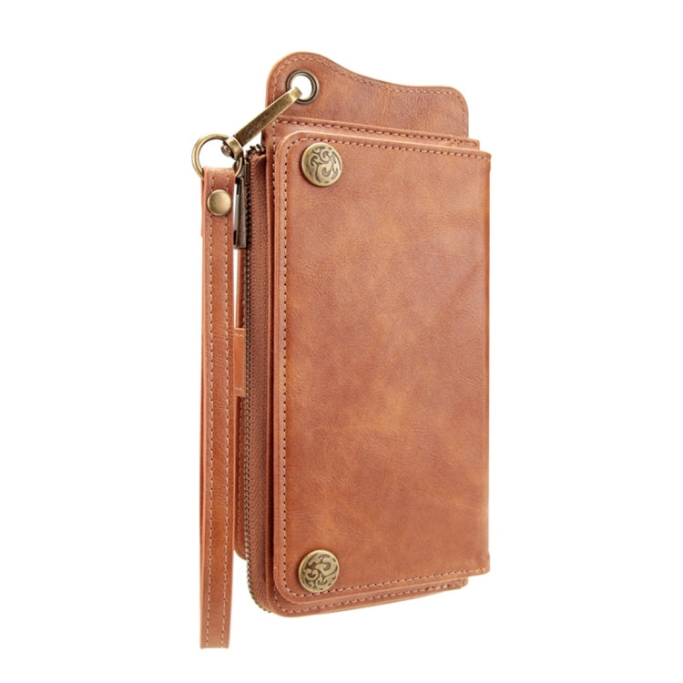 For iPhone X / XS Multi-function PU + TPU Horizontal Flip Leather Case with Card Slots & Wallet & Photo Frame & Lanyard(Light Brown)