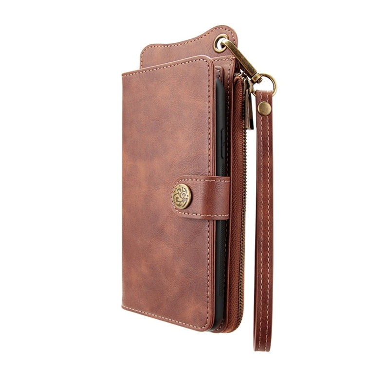 For iPhone XR Multi-function PU + TPU Horizontal Flip Leather Case with Card Slots & Wallet & Photo Frame & Lanyard(Dark Brown)