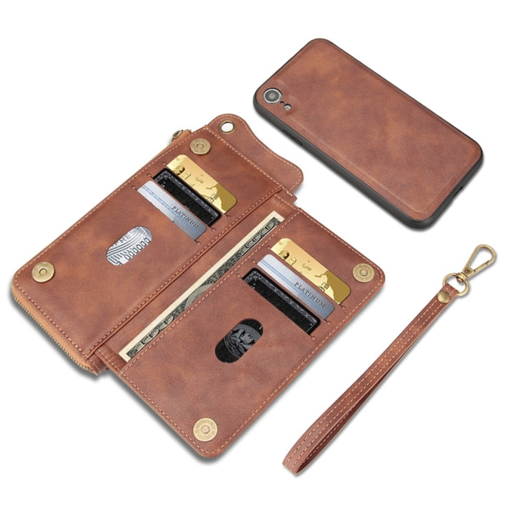 For iPhone XR Multi-function PU + TPU Horizontal Flip Leather Case with Card Slots & Wallet & Photo Frame & Lanyard(Dark Brown)