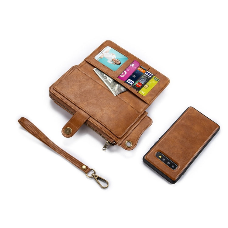 For Galaxy S10 Multi-function PU + TPU Horizontal Flip Leather Case with Card Slots & Wallet & Photo Frame & Lanyard(Light Brown)