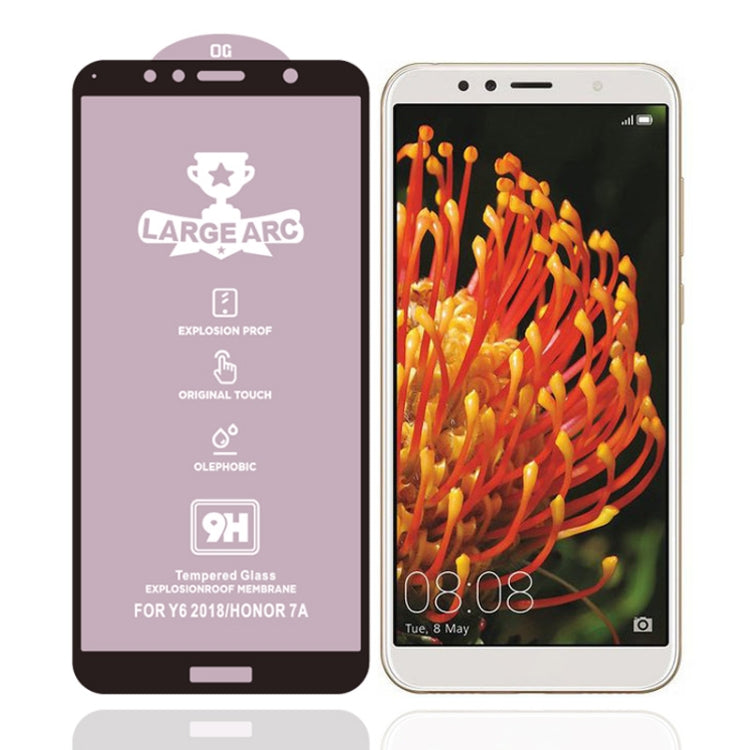For Huawei Y6 (2018) 9H HD High Alumina Full Screen Tempered Glass Film