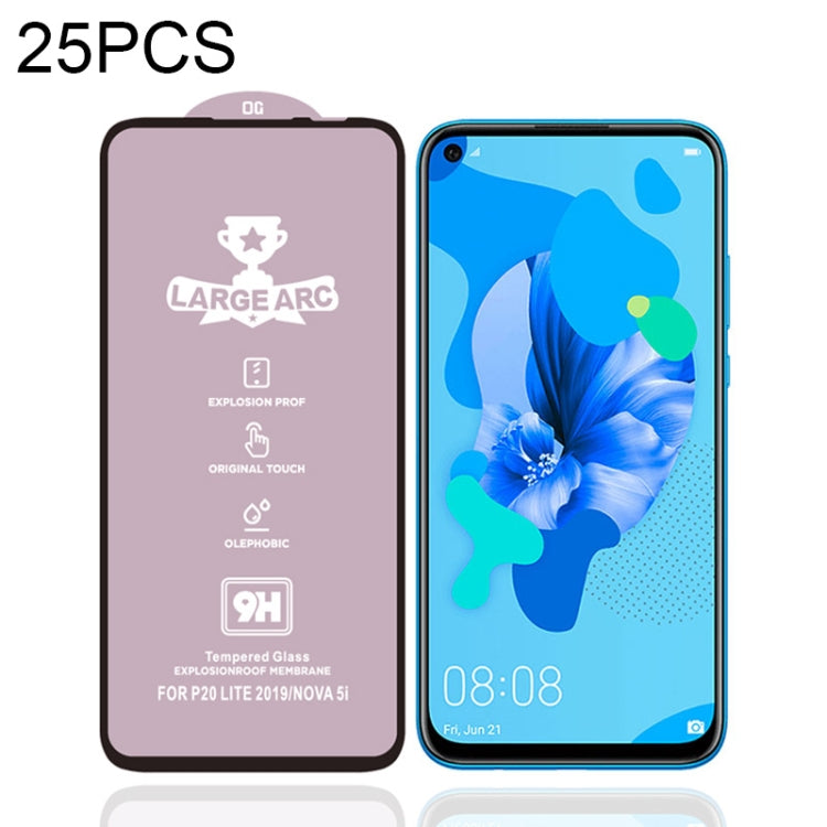 For Huawei nova 5i 25 PCS 9H HD High Alumina Full Screen Tempered Glass Film