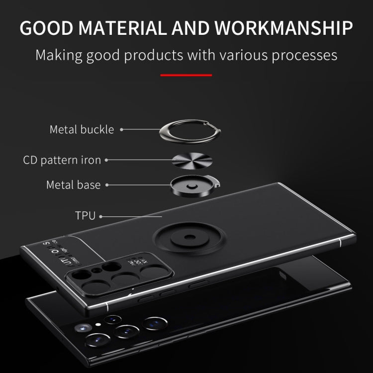 For Samsung Galaxy S22 Ultra 5G Metal Ring Holder TPU Phone Case